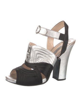 Prada Satin Colorblock Pattern Slingback Sandals