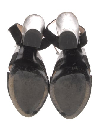 Prada Satin Colorblock Pattern Slingback Sandals