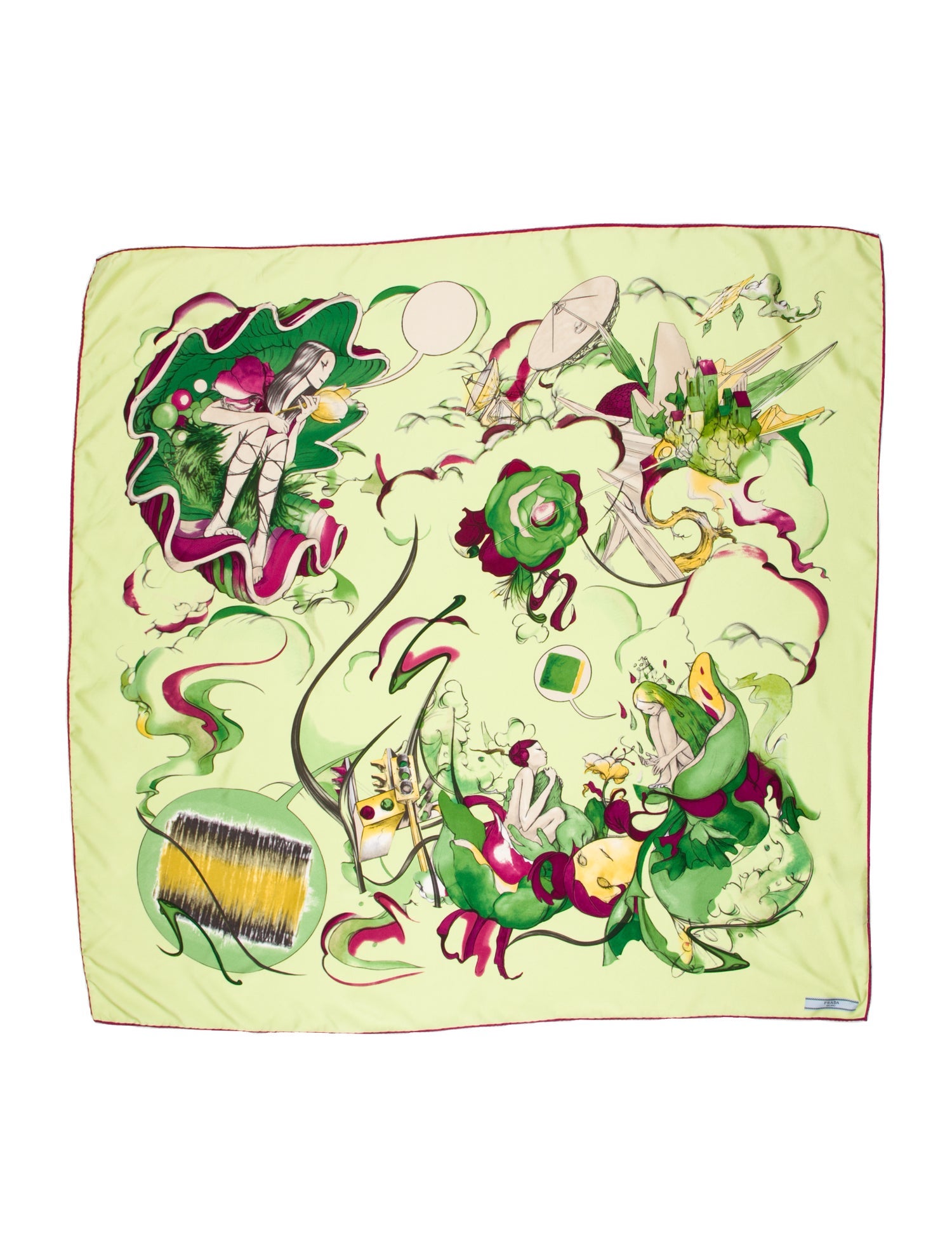 Prada Silk Floral Print Scarf