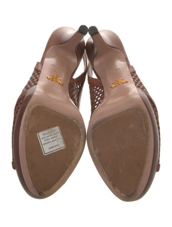 Prada Leather Lasercut Accents Slingback Sandals
