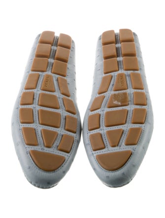Prada Ostrich Bow Accents Loafers