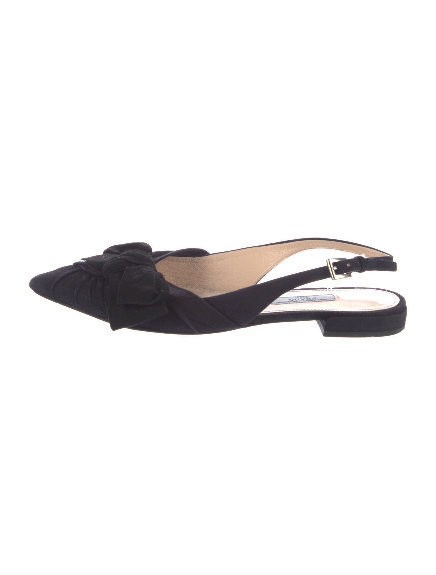 Prada Suede Bow Accents Slingback Flats