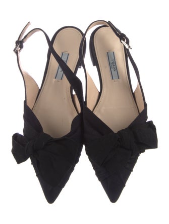Prada Suede Bow Accents Slingback Flats
