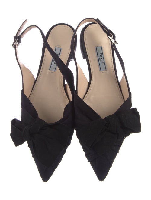 Prada Suede Bow Accents Slingback Flats