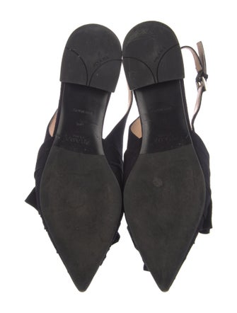 Prada Suede Bow Accents Slingback Flats