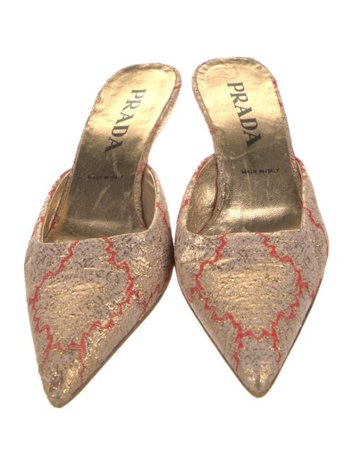 Prada Printed Leather Trim Embellishment Mules