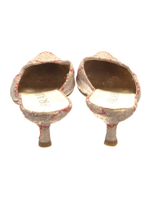 Prada Printed Leather Trim Embellishment Mules