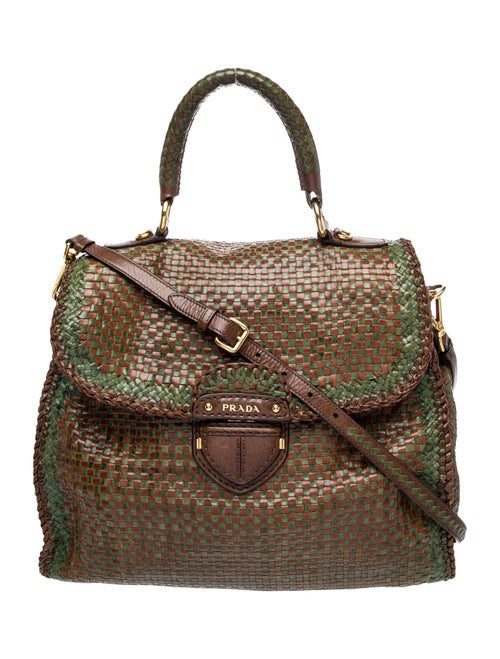 Prada Madras Leather Top Handle Bag