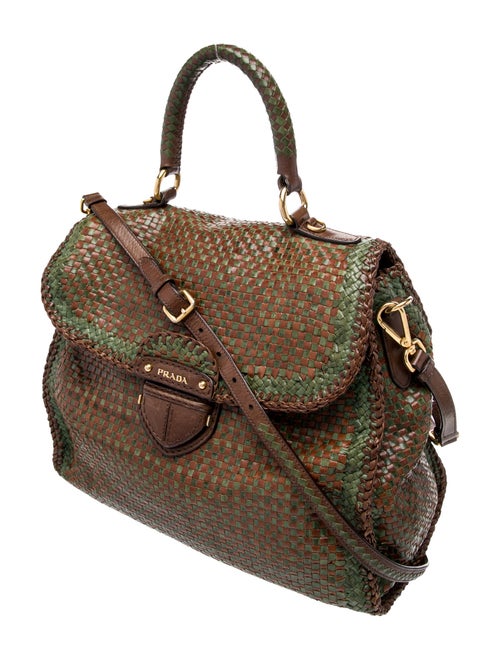 Prada Madras Leather Top Handle Bag