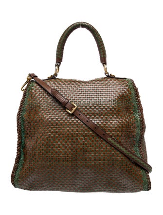 Prada Madras Leather Top Handle Bag