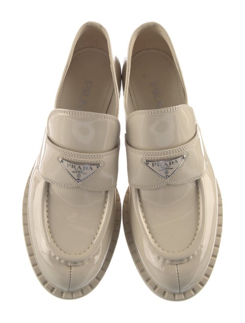 Prada Enameled Metal Triangle Patent Leather Oxfords