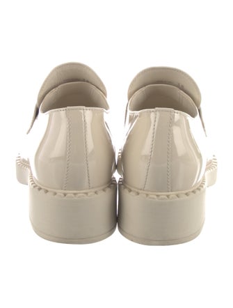 Prada Enameled Metal Triangle Patent Leather Oxfords