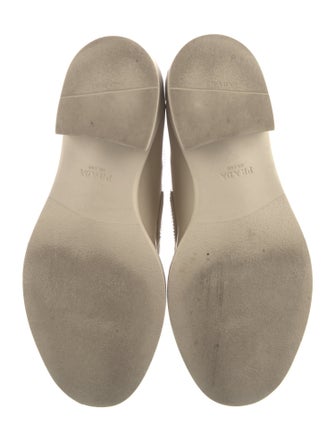 Prada Enameled Metal Triangle Patent Leather Oxfords