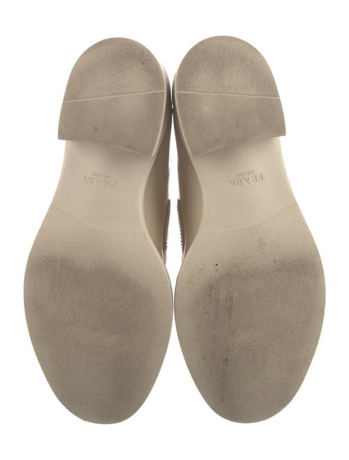 Prada Enameled Metal Triangle Patent Leather Oxfords