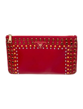 Prada Enameled Metal Triangle Clutch