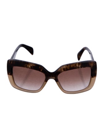 Prada Enameled Metal Triangle Oversize Sunglasses
