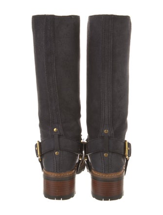 Prada Suede Colorblock Pattern Moto Boots