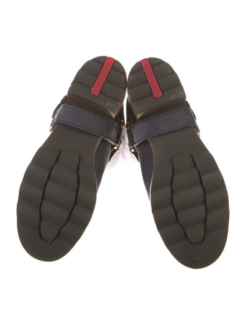 Prada Suede Colorblock Pattern Moto Boots