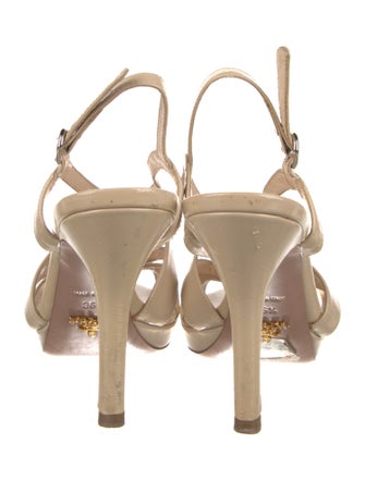 Prada Patent Leather Bow Accents Slingback Sandals