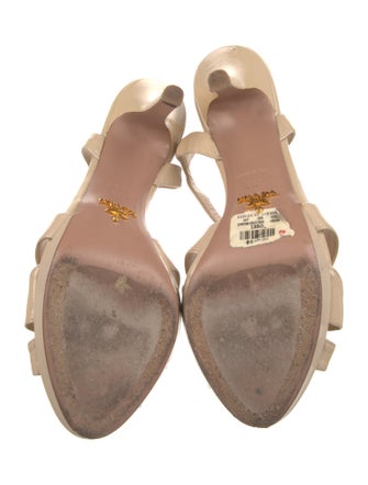 Prada Patent Leather Bow Accents Slingback Sandals