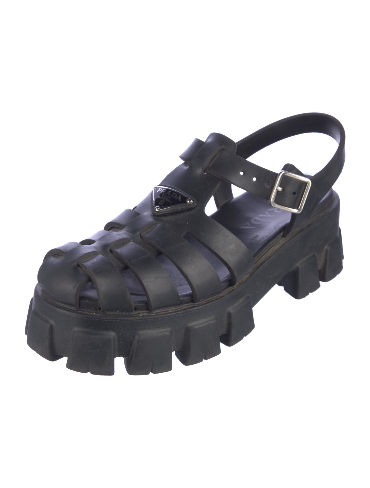 Prada Rubber Slingback Sandals