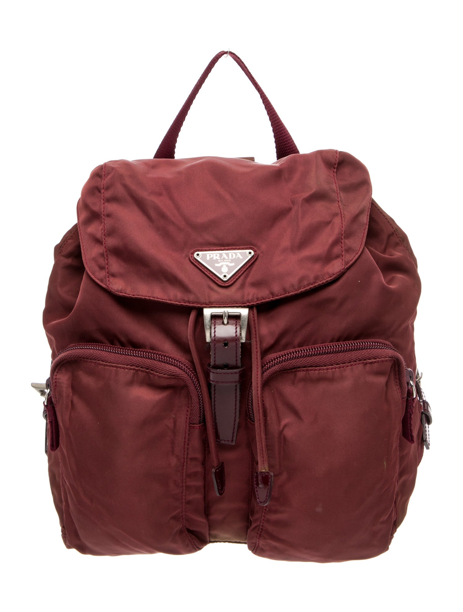 Prada Enameled Metal Triangle Backpack