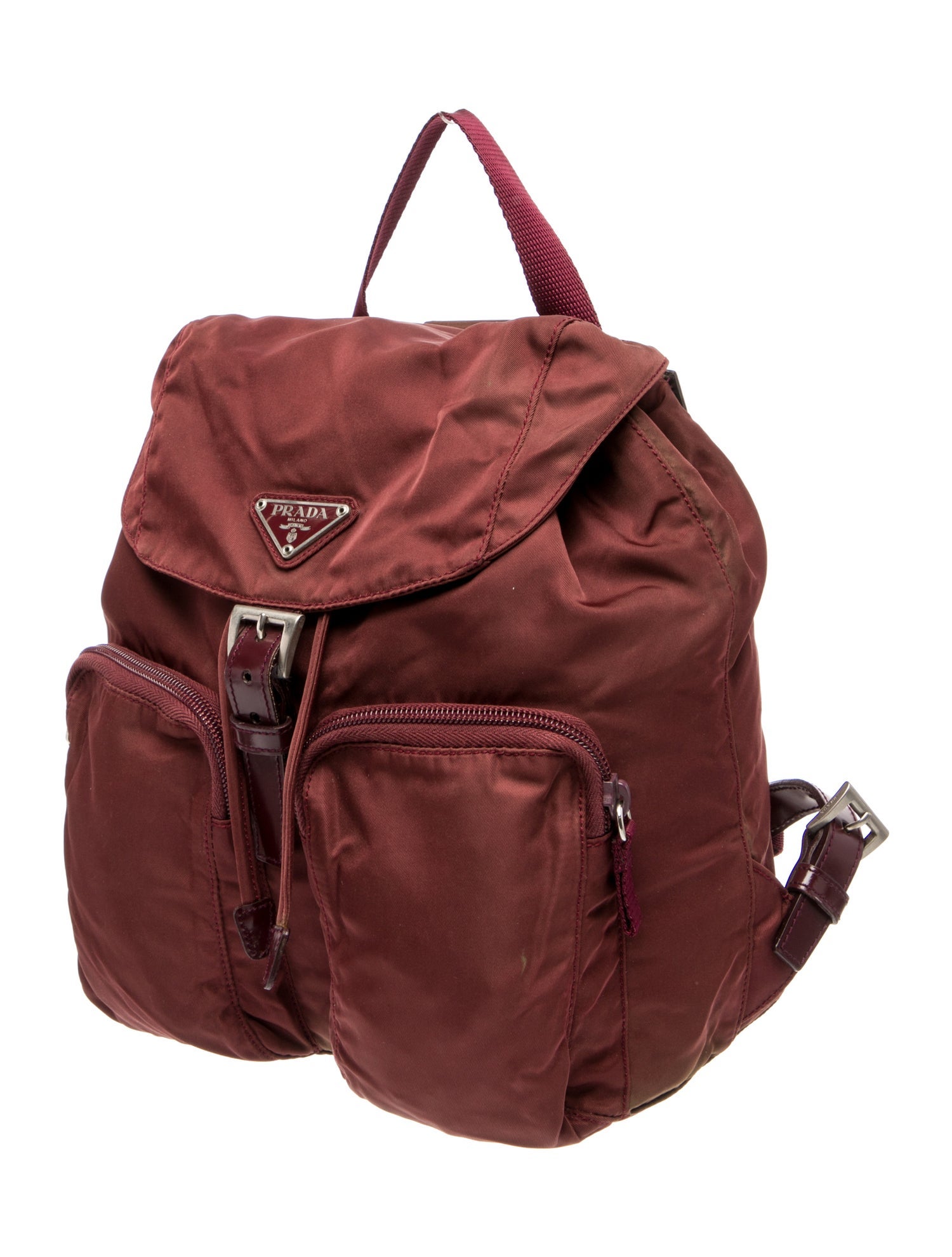 Prada Enameled Metal Triangle Backpack