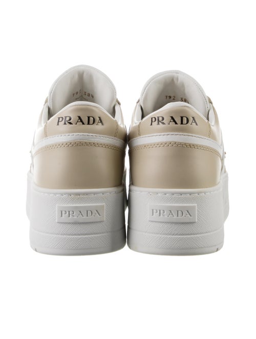 Prada Enameled Metal Triangle Leather Sneakers