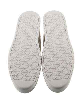 Prada Enameled Metal Triangle Leather Sneakers