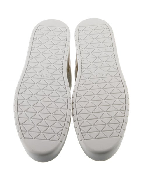 Prada Enameled Metal Triangle Leather Sneakers