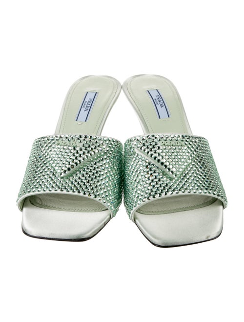 Prada Satin Crystal Embellishments Slides