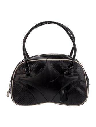 Prada Enameled Metal Triangle Top Handle Bag