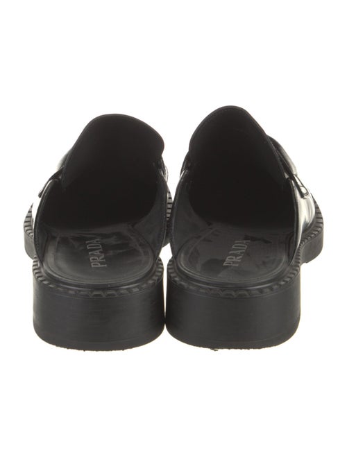 Prada Enameled Metal Triangle Leather Loafers