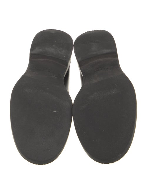 Prada Enameled Metal Triangle Leather Loafers