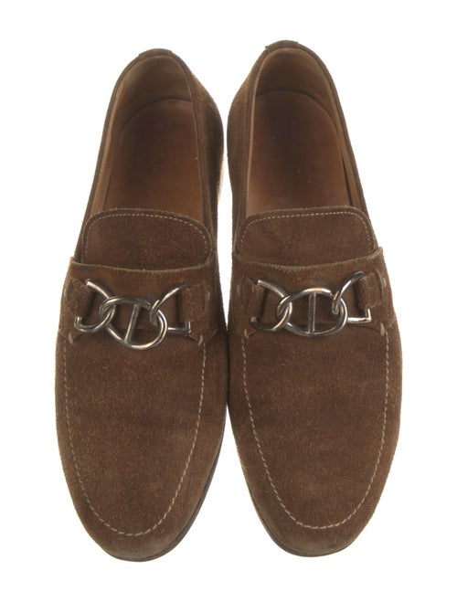 Prada Suede Chain-Link Accents Dress Loafers