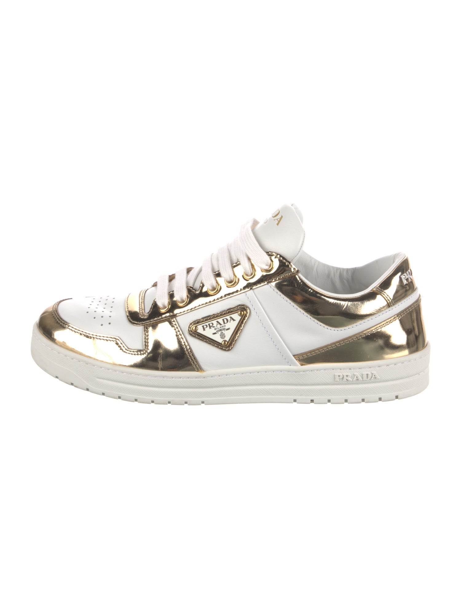 Prada Leather Colorblock Pattern Sneakers