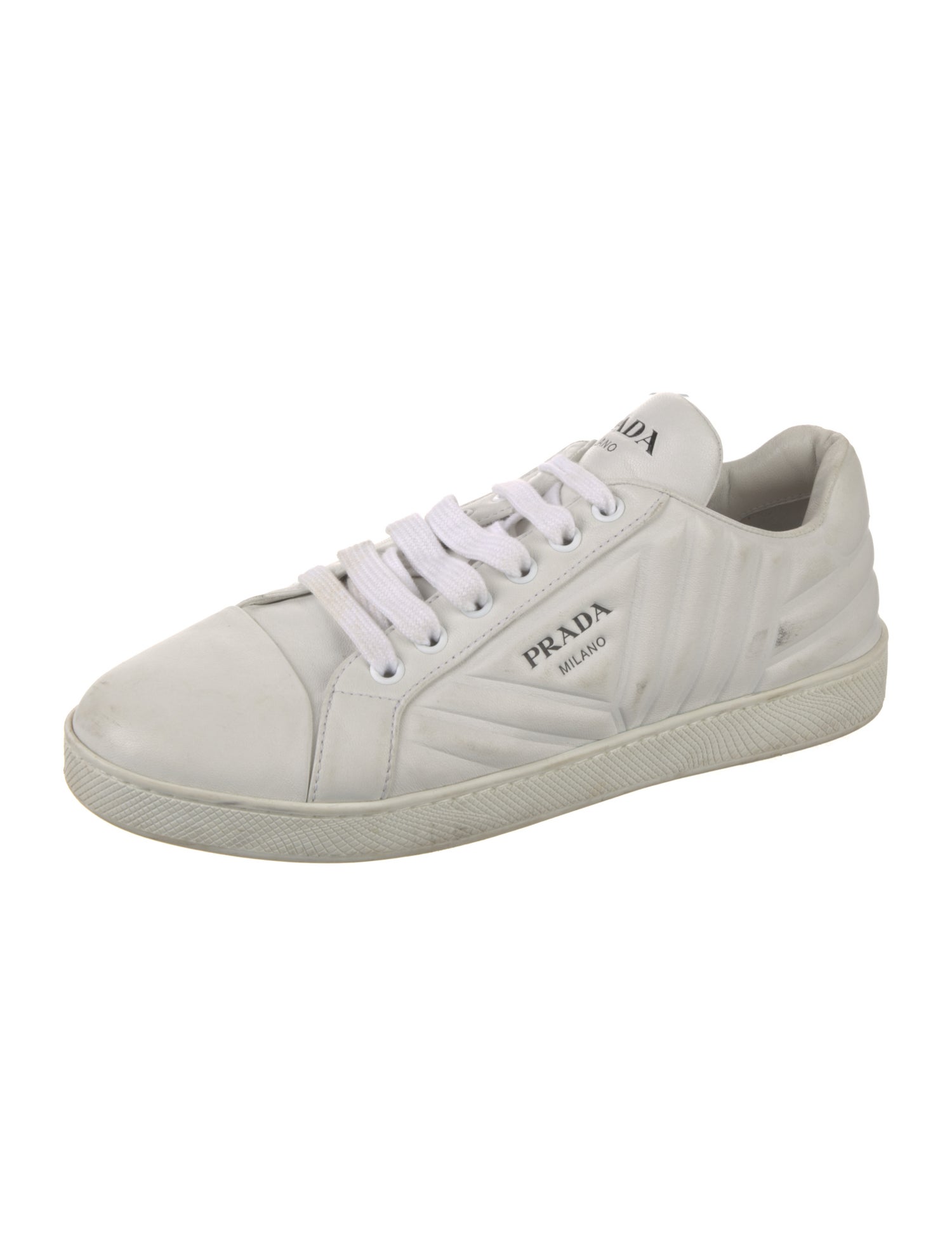 Prada Quilted Pattern Leather Sneakers