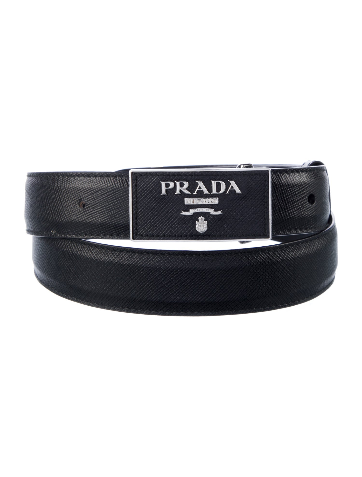 Prada Saffiano Leather Signature Logo Belt