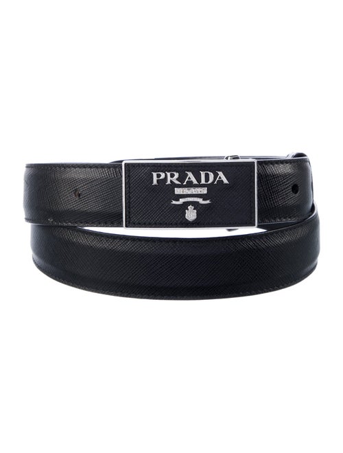 Prada Saffiano Leather Signature Logo Belt