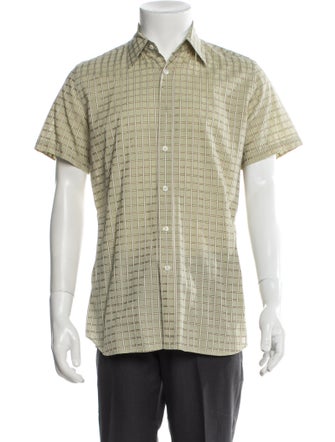Prada Plaid Print Short Sleeve Shirt