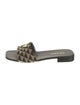 Prada Enameled Metal Triangle Printed Slides