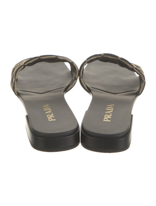 Prada Enameled Metal Triangle Printed Slides