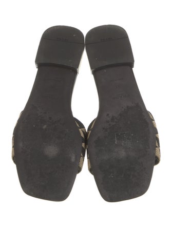 Prada Enameled Metal Triangle Printed Slides