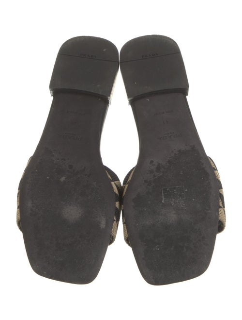 Prada Enameled Metal Triangle Printed Slides