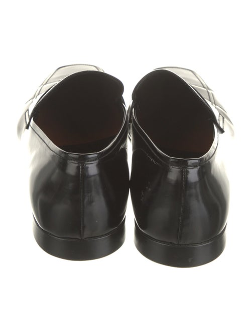 Prada Enameled Metal Triangle Patent Leather Loafers