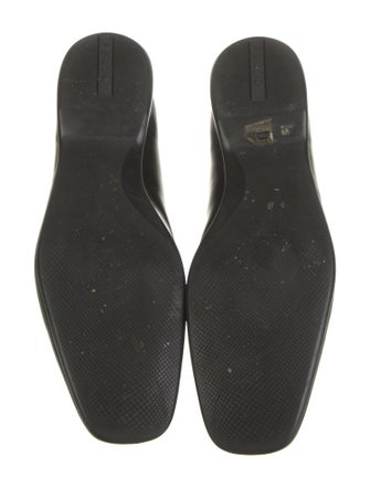 Prada Enameled Metal Triangle Patent Leather Loafers