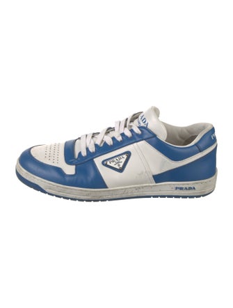 Prada Enameled Metal Triangle Leather Sneakers