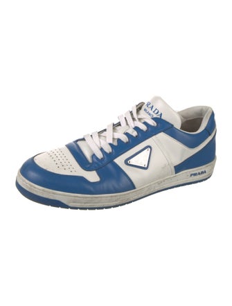 Prada Enameled Metal Triangle Leather Sneakers