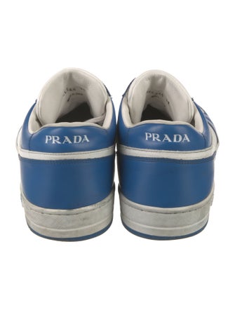Prada Enameled Metal Triangle Leather Sneakers