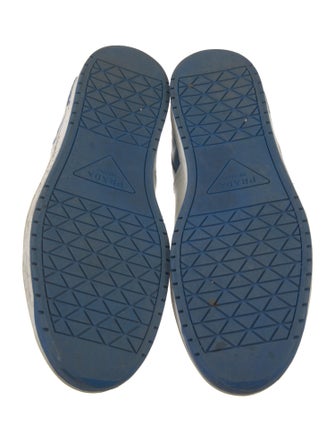 Prada Enameled Metal Triangle Leather Sneakers